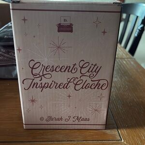 Crescent Glass Cloche with Green and Pink Accents